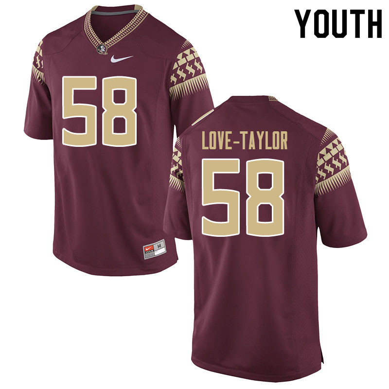 Youth #58 Devontay Love-Taylor Florida State Seminoles College Football Jerseys Sale-Garnet - Click Image to Close